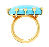 Modernist Turquoise Cabochon 0.30 CTW Diamond 18 Karat Gold RingRing - Wilson's Estate Jewelry