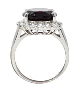Contemporary Garnet Diamond Platinum Gemstone Cluster RingRing - Wilson's Estate Jewelry