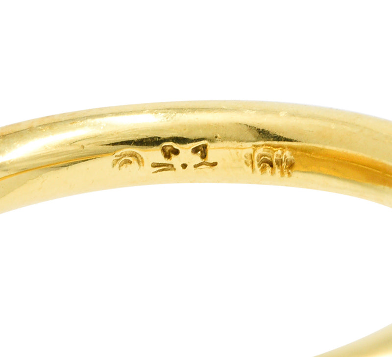 Modernist Turquoise Cabochon 0.30 CTW Diamond 18 Karat Gold RingRing - Wilson's Estate Jewelry