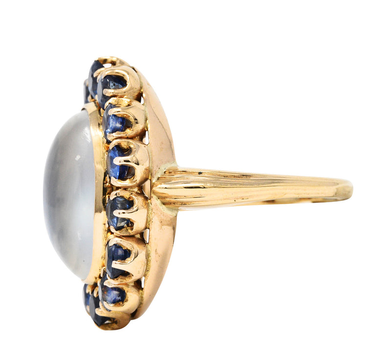 Retro Moonstone Sapphire 14 Karat Gold Cluster RingRing - Wilson's Estate Jewelry