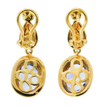 Contemporary 6.86 CTW Blue Sapphire Diamond 18 Karat Yellow Gold Drop Earrings Wilson's Estate Jewelry
