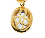 Contemporary 6.86 CTW Blue Sapphire Diamond 18 Karat Yellow Gold Drop Earrings Wilson's Estate Jewelry