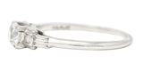 Late Art Deco 0.50 CTW Old European Cut Diamond Platinum Stepped Vintage Engagement Ring Wilson's Estate Jewelry