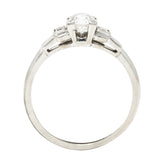 Late Art Deco 0.50 CTW Old European Cut Diamond Platinum Stepped Vintage Engagement Ring Wilson's Estate Jewelry