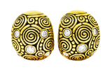 Alex Sepkus Diamond 18 Karat Yellow Gold Spiral Stud Vintage Earrings Wilson's Estate Jewelry