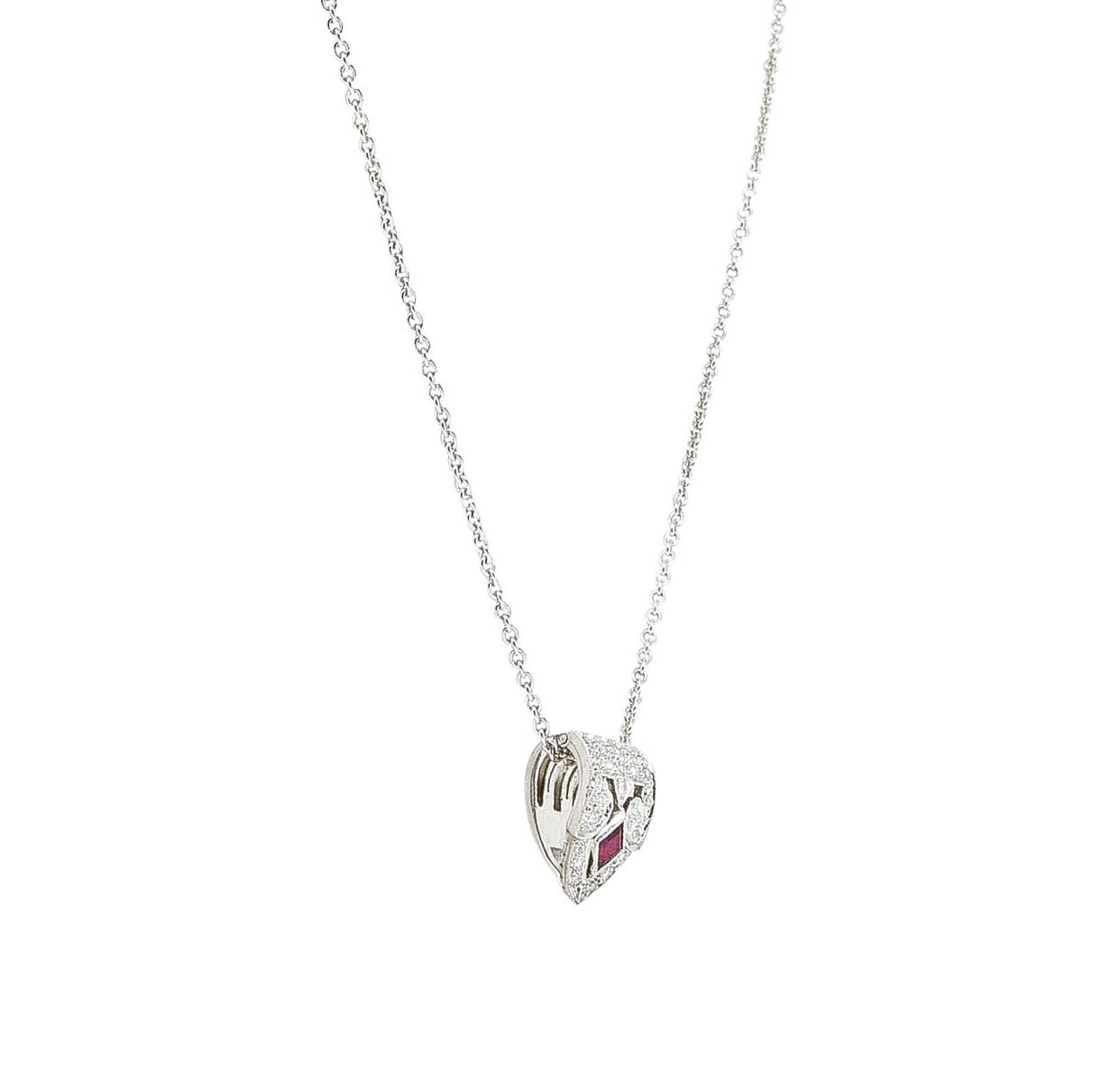 .11111 1950's Tiffany & Co. Diamond Ruby Platinum Enhancer Clip Pendant NecklaceNecklace - Wilson's Estate Jewelry