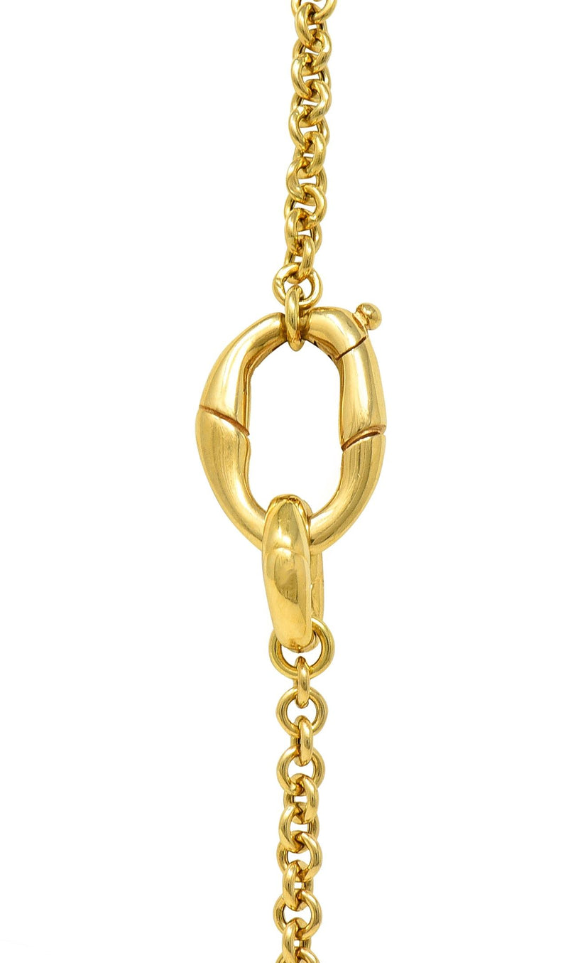 Gucci Contemporary 18 Karat Yellow Gold Bamboo Link Station Necklace