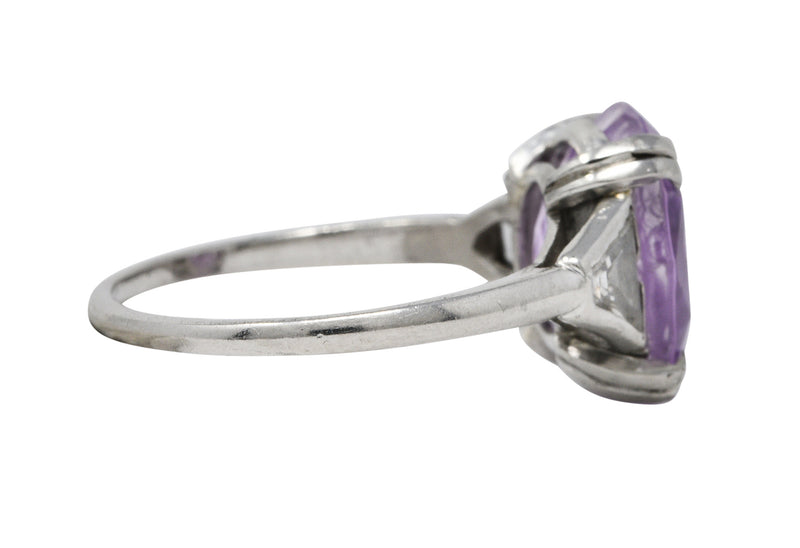 Neoclassical 4.95 CTW Purple Sapphire Diamond Platinum Zeus Intaglio Art Deco RingRing - Wilson's Estate Jewelry
