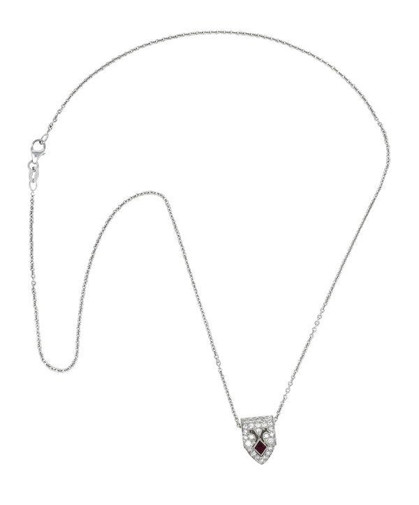 .11111 1950's Tiffany & Co. Diamond Ruby Platinum Enhancer Clip Pendant NecklaceNecklace - Wilson's Estate Jewelry
