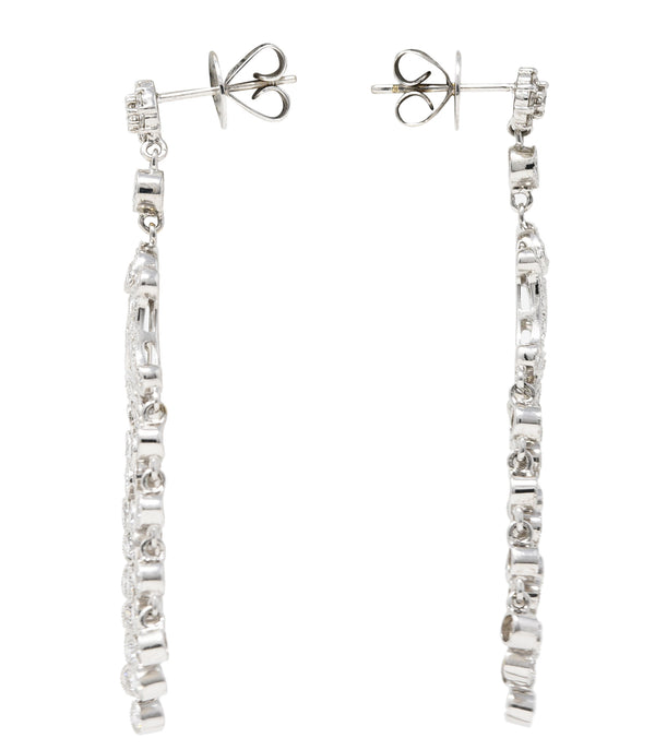 Contemporary 2.20 CTW 18 Karat White Gold Chandelier Drop Fringe Earrings Wilson's Estate Jewelry