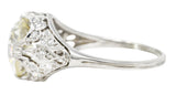 Edwardian 3.36 CTW Old European Cut Diamond Platinum Foliate Engagement Ring GIA Wilson's Estate Jewelry