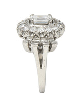 Mid-Century Erwin Reu 1.52 CTW Emerald Cut Diamond Bowtie Vintage Dinner Ring