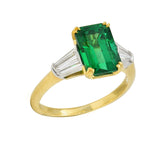 Tiffany & Co. 3.15 CTW Emerald Diamond Platinum 18 Karat Gold Vintage Ring AGL