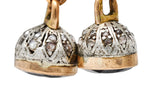 French Georgian Amethyst Diamond Silver-Topped 18 Karat Yellow Gold Slide Lariat Antique Chain Bracelet Wilson's Estate Jewelry