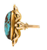 Art Nouveau Turquoise 14 Karat Yellow Gold Cabochon RingRing - Wilson's Estate Jewelry