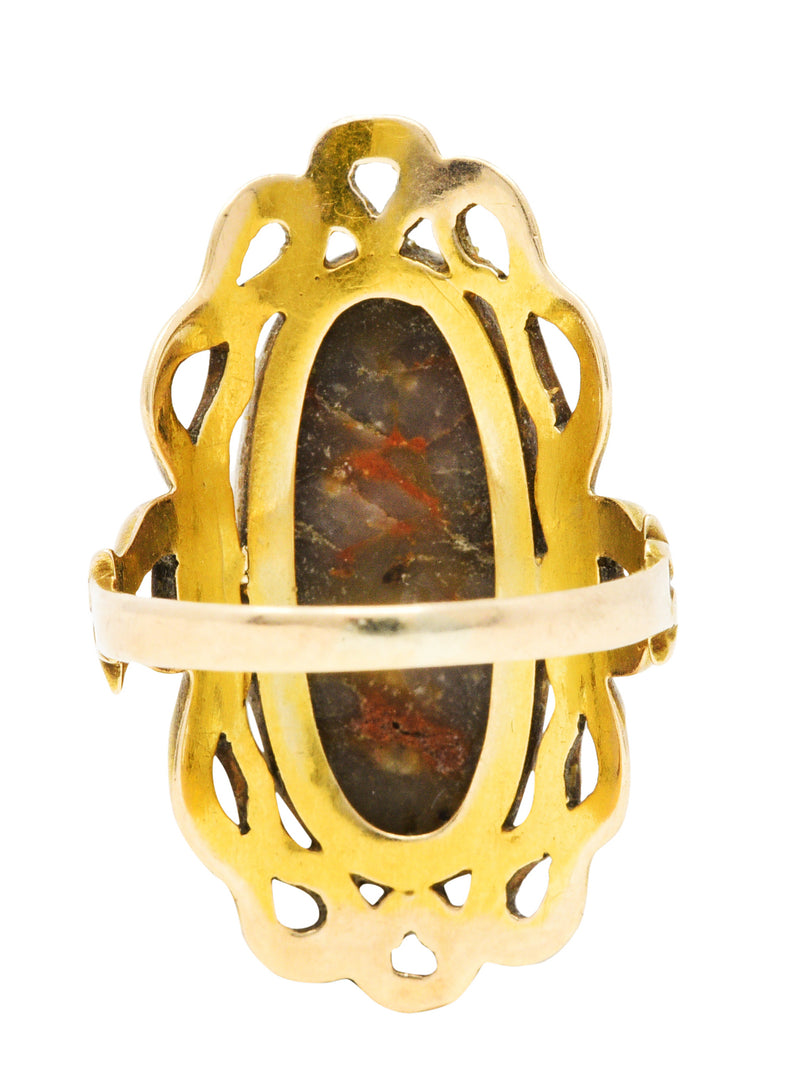 Art Nouveau Turquoise 14 Karat Yellow Gold Cabochon RingRing - Wilson's Estate Jewelry