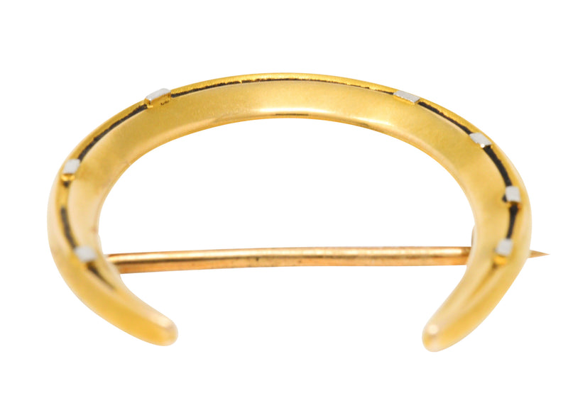 Riker Brothers Platinum-Topped 14 Karat Gold Horseshoe BroochBrooch - Wilson's Estate Jewelry