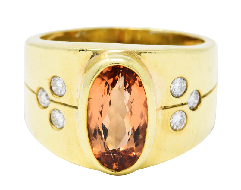 1970's Vintage Imperial Topaz Diamond 18 Karat Gold Band RingRing - Wilson's Estate Jewelry