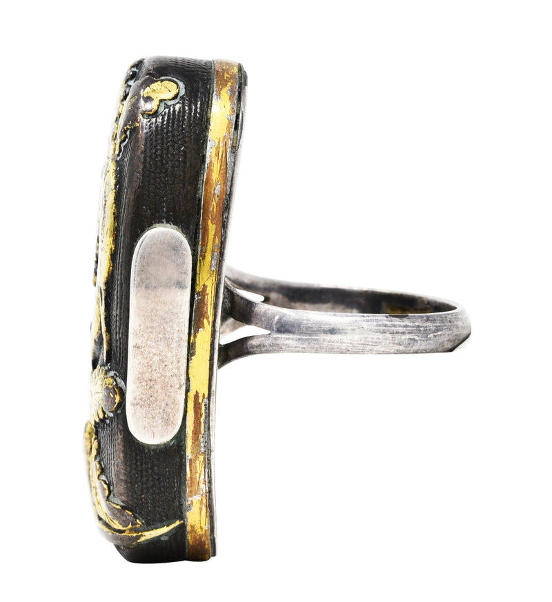 1860's Victorian Shakudo Silver 10 Karat Mixed Metal Ginseng Root RingRing - Wilson's Estate Jewelry