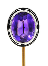 1920's Art Deco Amethyst Enamel Platinum StickpinStick Pin - Wilson's Estate Jewelry