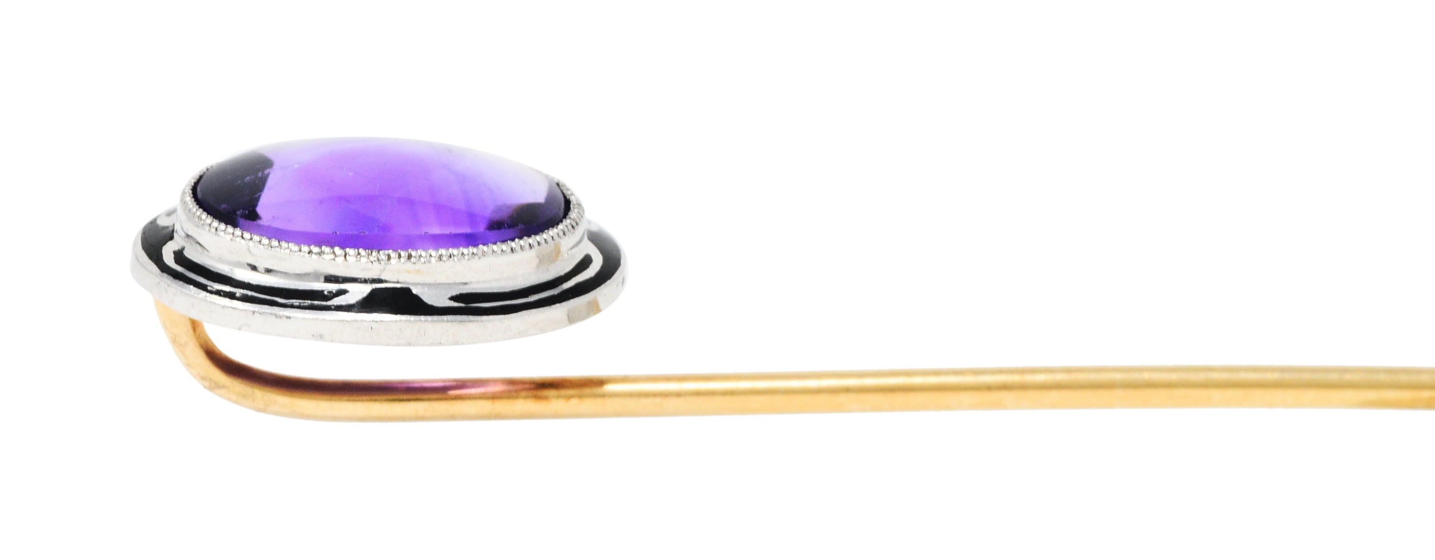 1920's Art Deco Amethyst Enamel Platinum StickpinStick Pin - Wilson's Estate Jewelry