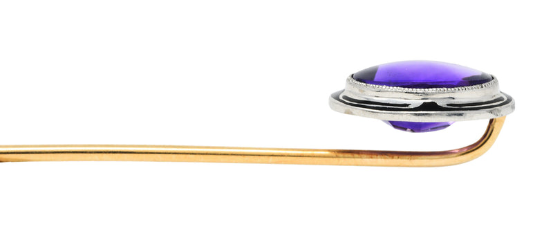 1920's Art Deco Amethyst Enamel Platinum StickpinStick Pin - Wilson's Estate Jewelry
