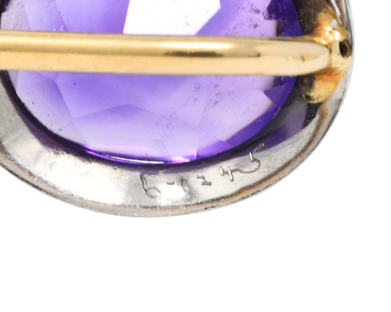 1920's Art Deco Amethyst Enamel Platinum StickpinStick Pin - Wilson's Estate Jewelry