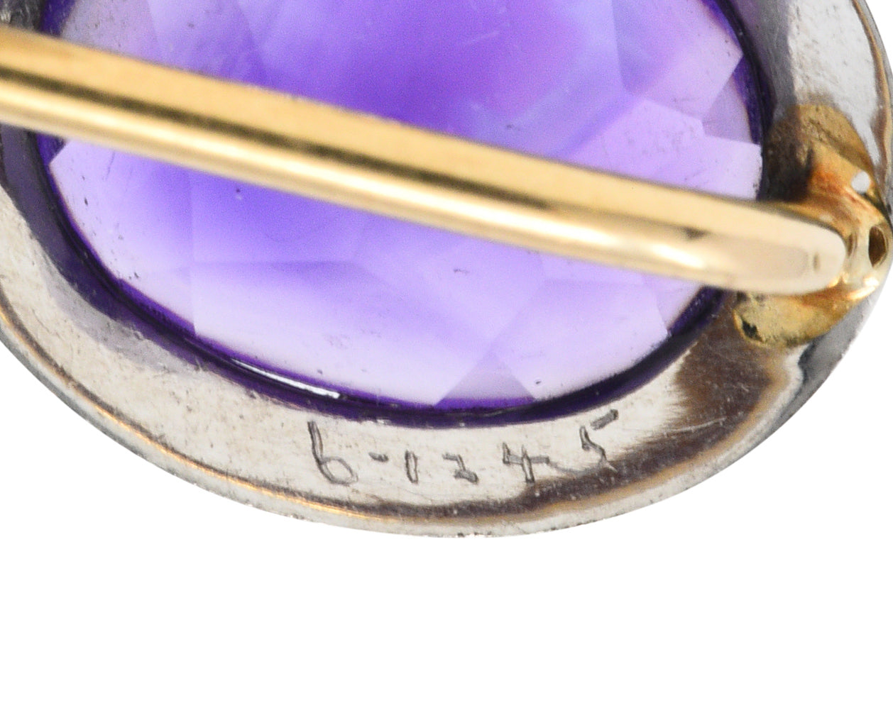 1920's Art Deco Amethyst Enamel Platinum StickpinStick Pin - Wilson's Estate Jewelry