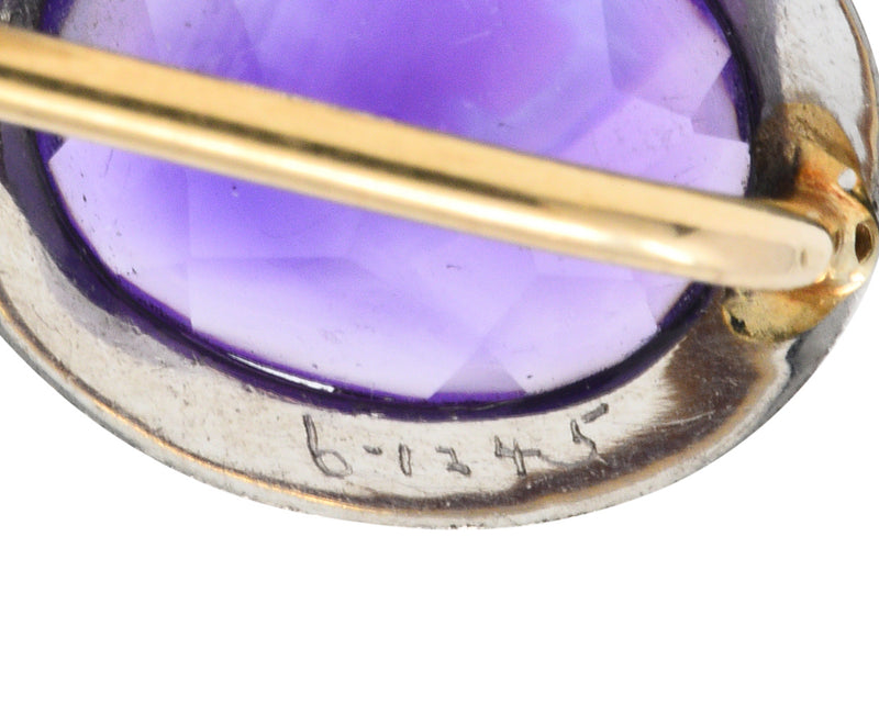 1920's Art Deco Amethyst Enamel Platinum StickpinStick Pin - Wilson's Estate Jewelry