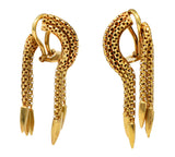 Vintage Italian 18 Karat Gold Tassel Ear-Clip EarringsEarrings - Wilson's Estate Jewelry