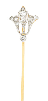 Edwardian 0.40 CTW Diamond Platinum-Topped 14 Karat Gold Lily Of The Valley StickpinStick Pin - Wilson's Estate Jewelry