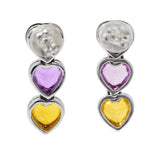 Contemporary 4.10 CTW Fancy Colored Sapphire 18 Karat White Gold Heart Drop EarringsEarrings - Wilson's Estate Jewelry