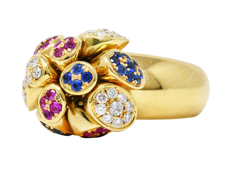 Michael Bondanza 2.00 CTW Ruby Diamond Sapphire 18 Karat Yellow Gold Tremblant RingRing - Wilson's Estate Jewelry