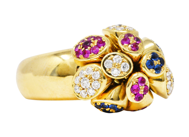 Michael Bondanza 2.00 CTW Ruby Diamond Sapphire 18 Karat Yellow Gold Tremblant RingRing - Wilson's Estate Jewelry
