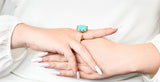Modernist Turquoise Cabochon 0.30 CTW Diamond 18 Karat Gold RingRing - Wilson's Estate Jewelry
