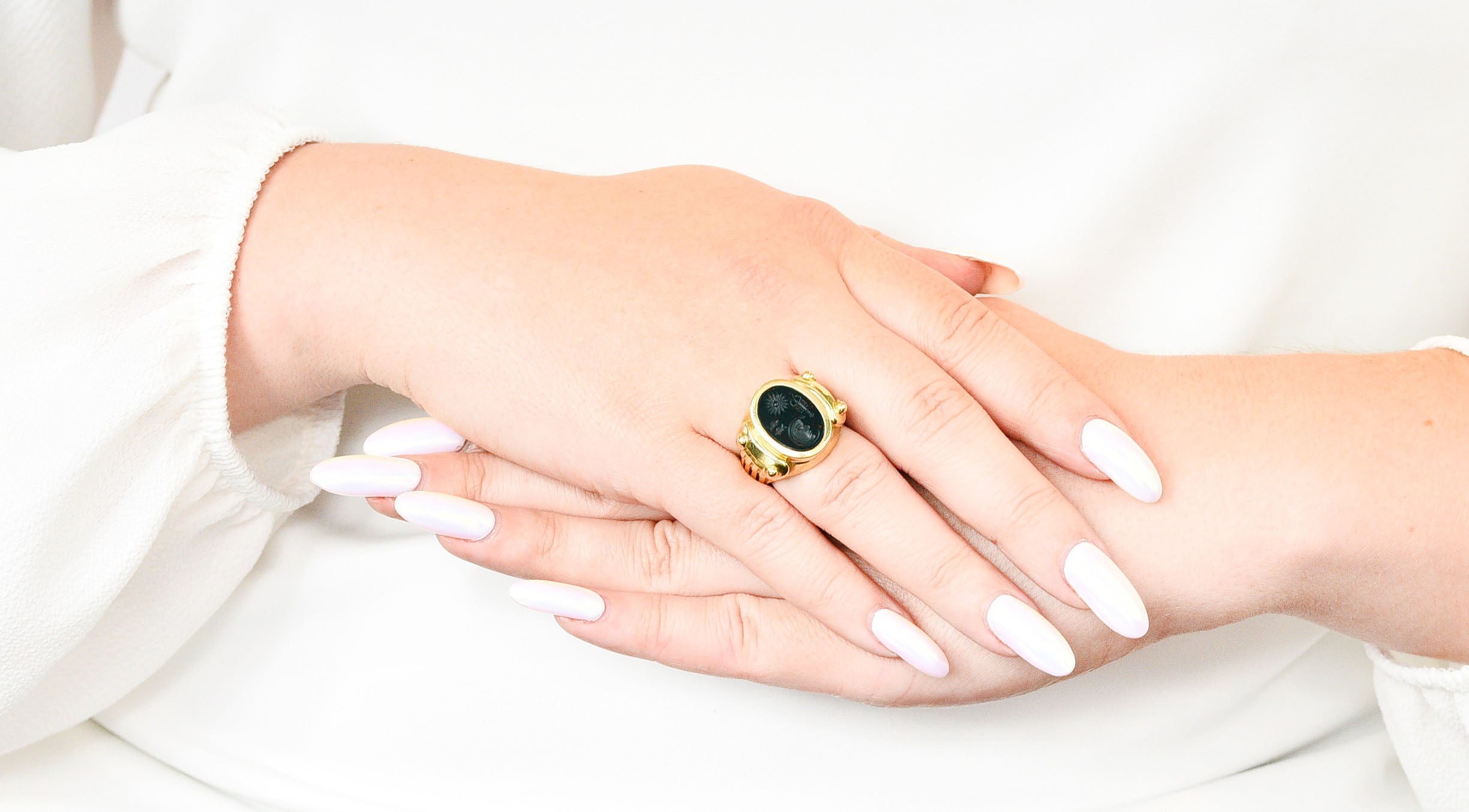 Kieselstein-Cord Bloodstone Intaglio 18 Karat Gold Signet RingRing - Wilson's Estate Jewelry