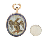 Victorian Carnelian Enamel Micro-Mosaic 14 Karat Gold Intaglio Eagle Pendant