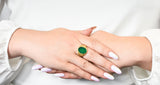 Art Deco Egyptian Revival Chrysoprase 14 Karat Gold Lotus Unisex Signet RingRing - Wilson's Estate Jewelry