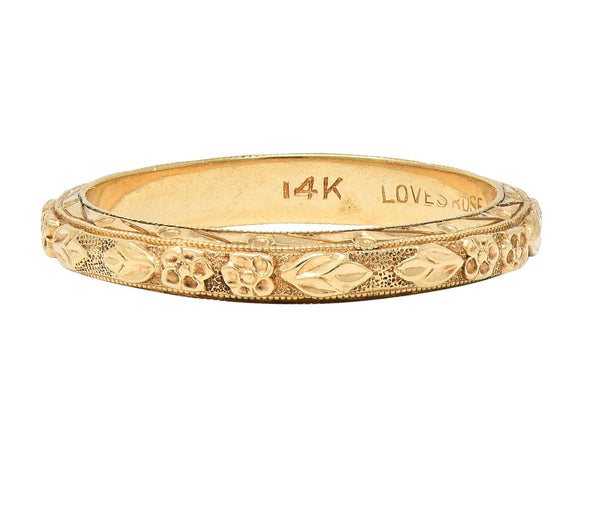 1940's 14 Karat Yellow Gold Orange Blossom Vintage Wedding Band Ring