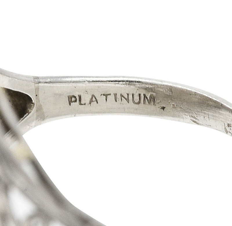 Edwardian 1.93 CTW Old European Cut Diamond Platinum Scrolling  Antique Clustered Dinner Ring Wilson's Estate Jewelry