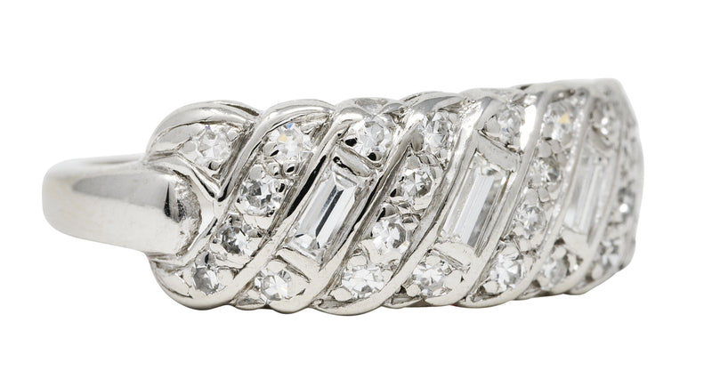 1930's Art Deco 0.50 CTW Diamond Platinum Vintage Woven Band Ring Wilson's Estate Jewelry