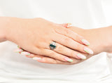 Art Deco Green Tourmaline Diamond Platinum Dinner RingRing - Wilson's Estate Jewelry