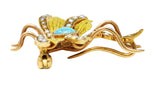 Art Nouveau Opal Pearl 14 Karat Two-Tone Gold Antique Insect Pendant Brooch Wilson's Estate Jewelry
