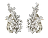 Mid-Century 3.68 CTW Diamond Platinum Vintage Floral Spray Earrings