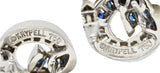 Charles Krypell Vintage Sapphire Diamond 18 Karat White Gold Swirl Earrings