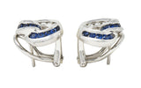 Charles Krypell Vintage Sapphire Diamond 18 Karat White Gold Swirl Earrings