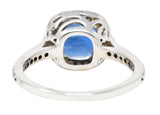 Contemporary 3.50 CTW Sapphire Diamond 14 Karat Two-Tone Gold Cluster Gemstone Ring Wilson's Estate Jewelry