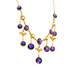 Art Nouveau Amethyst Pearl 14 Karat Gold Station Fringe Drop NecklaceNecklaces - Wilson's Estate Jewelry
