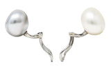 Elsa Peretti Tiffany & Co Keshi Pearl 18 Karat White Gold Mismatched Ear-Clip Earrings Wilson's Estate Jewelry
