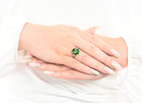 Vintage Green Tourmaline Diamond 18 Karat Gold Platinum Gemstone RingRing - Wilson's Estate Jewelry